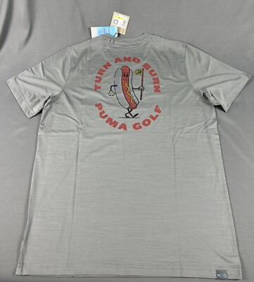 Puma Golf Shirt T-Shirt Cloudspun Turn & Burn Print Medium Gray NWT MSRP $45