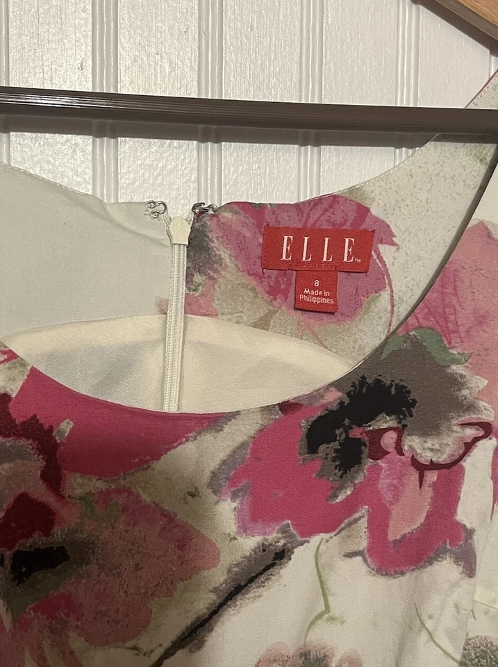 Elle Dress Fit & Flare Pink Floral Sleeveless Midi Dress W/ Pockets Size 8 - Image 2 of 4