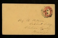 US Postal History Scott #U10 Monongahela City PA DPO 1856 Oakland College MS DPO