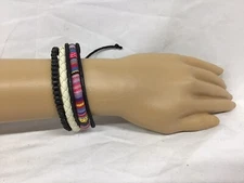  BOHO TRIBAL THEMED MULTI STRAND BLACK BEADED BRACELET 