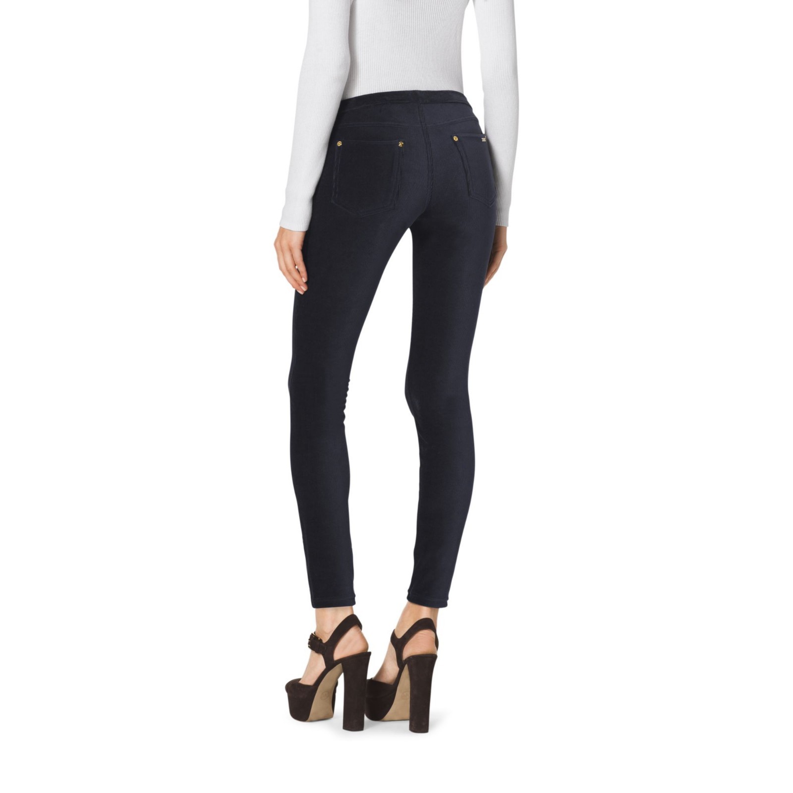 Michael Kors MF73E440F4 True Navy Stretch Corduroy Skinny Legging Pants image 4