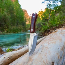 ASR Outdoor 8 Inch Heavy Duty Full Tang Harpoon Point Knife Wood Handle Sheath