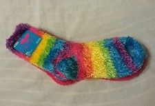 Girls Cozy Socks Shoe Size 2-6 M/L Crew Multi Stripe