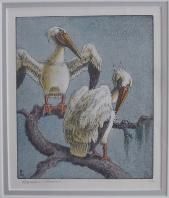 BENSON B MOORE Litho Pelicans Everglades Florida Southern Artist Auctions To 23K