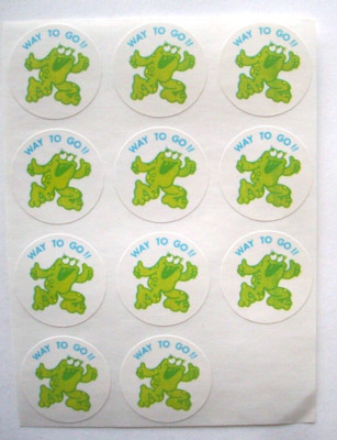 1980's Way to Go Frog Scratch N Sniff sticker sheet of 11         *A