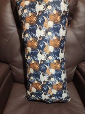 NEW Handcraft Custom Blue Highland Cow Flower Cozy Bed Throw Pillow 24"X12"