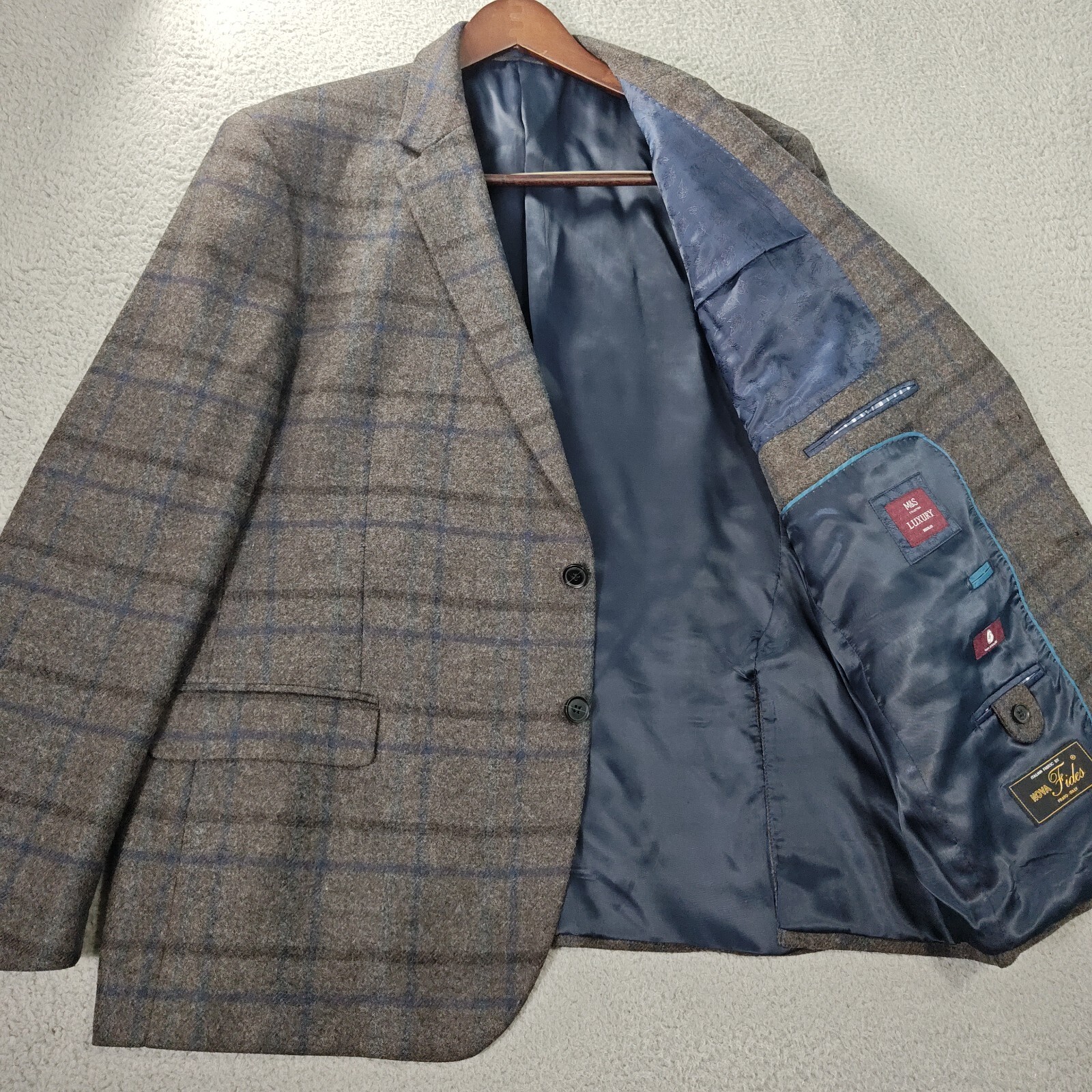 ALTRA M&S Luxury Nova Fides Blazer Tuta Cappotto Uomo 48 Marrone Finestra Casual Lana