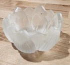 Fenton Water Lily Lotus Candleholder Votive Frosted Glass Petal Flower Bowl Dish