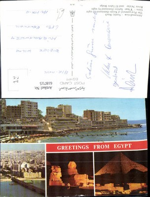 618715,Mehrbild Ak Alexandria Stanley Beach Giza The Sphinx River Nile Egypt