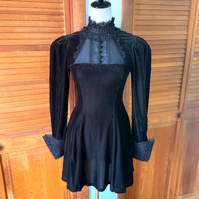Dark In Love Gothic Victorian Lolita The Netherworld Black Velveteen Dress 2XL