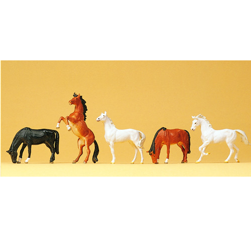 Preiser 10156 Horses (Set of 5 Horses) OO/HO Gauge