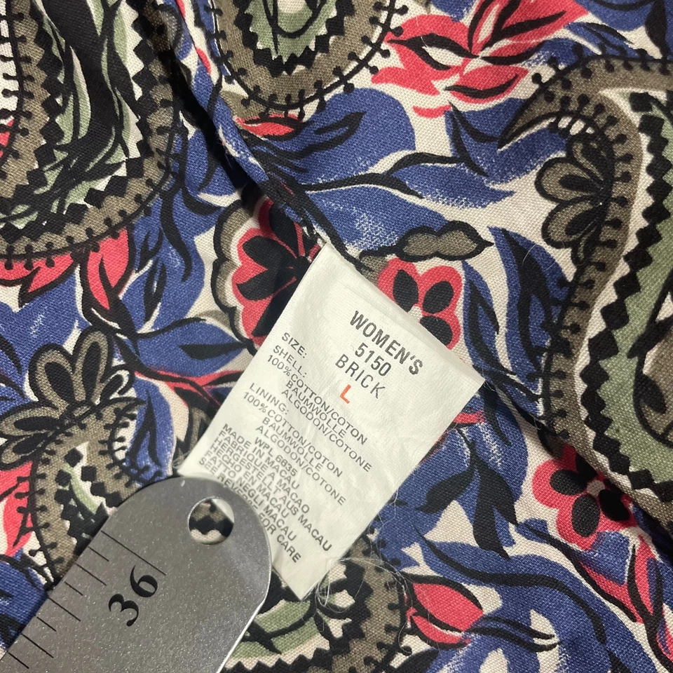 Chaqueta Woolrich De Colección Para Mujer Grande Roja Granero Tareas Abrigo Floral Forro Lona Exterior Foto 4 de 4