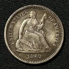 1862 Silver Seated Liberty Half Dime Philadelphia Mint Extremely Fine Condition