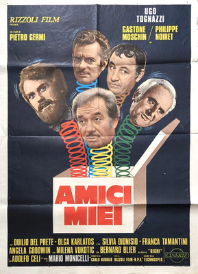 AMICI MIEI Monicelli GERMI, TOGNAZZI, RARO MANIFESTO ORIGINALE 1A ED. 2F CASARO