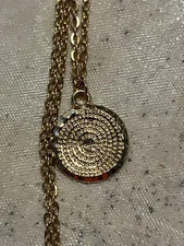Gold Tone Plated  Round And Vertical Pendants. Gorgeous Style. Very Unique. 18"