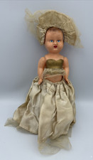 Vintage Jointed Plastic Sleepy Eyes Doll W/ Gown 8"