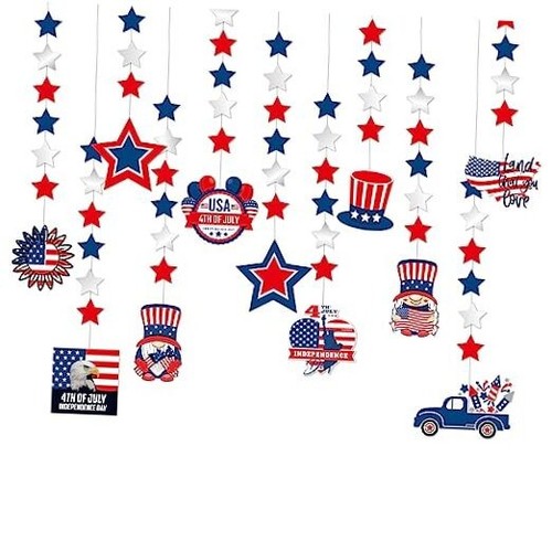 Fourth-4th of July Memorial-Day Party Decorations Independence Day Swirl 11pcs