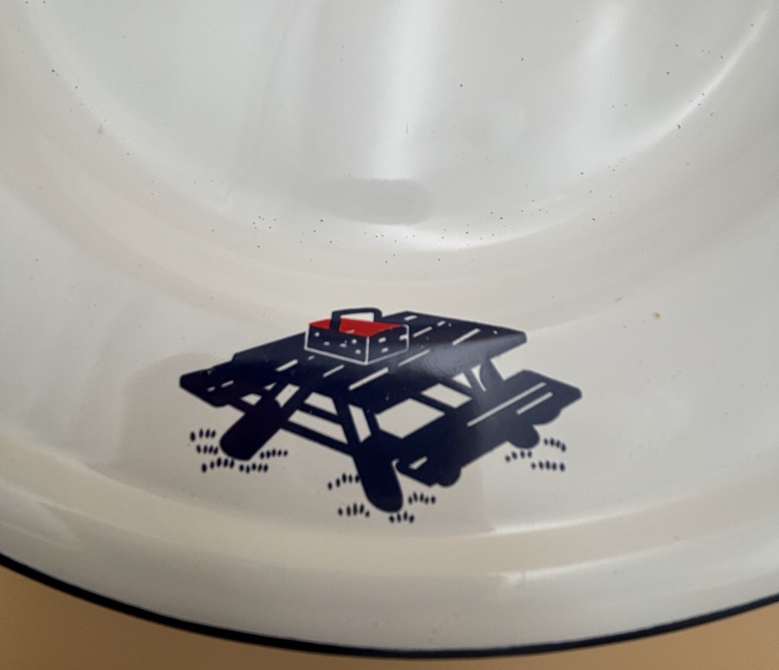 Vintage 1960s Taipro Blue Enamelware Plates Set of 4 Picnic Table Stars American