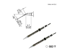 Hakko T38-03J - Tips for FX-1003, 2pk, Bent, 5.7mm x 0.3mm, 350°C/660°F