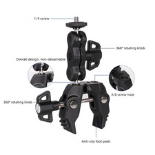 Flexible Action Camera Phone Holder With Plastic Clamp Grip Clip Mount