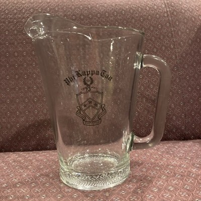 Vintage 80s Phi Kappa Tau Fraternity Glass Beer/Water Pitcher   $23