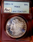 MORGAN SILVER DOLLAR 1881 S PCGS OLD RATTLER MS 64+++ UNDER GRADE SEMI PL