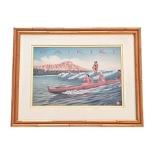 Kerne Erickson "Waikiki Los Angeles Steamship Co" Print - Framed & Matted 