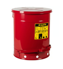 14 Gallon, Oily Waste Can, Hands-Free, Self-Closing Cover, Red - 09500 Justrite