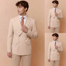 Double Breasted Men's Suits Business Formal Business Tuxedos Peak Lapel Jacket