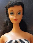 Vintage 1960 Mattel #4 Barbie Brunette Ponytail #850 black & white striped suit