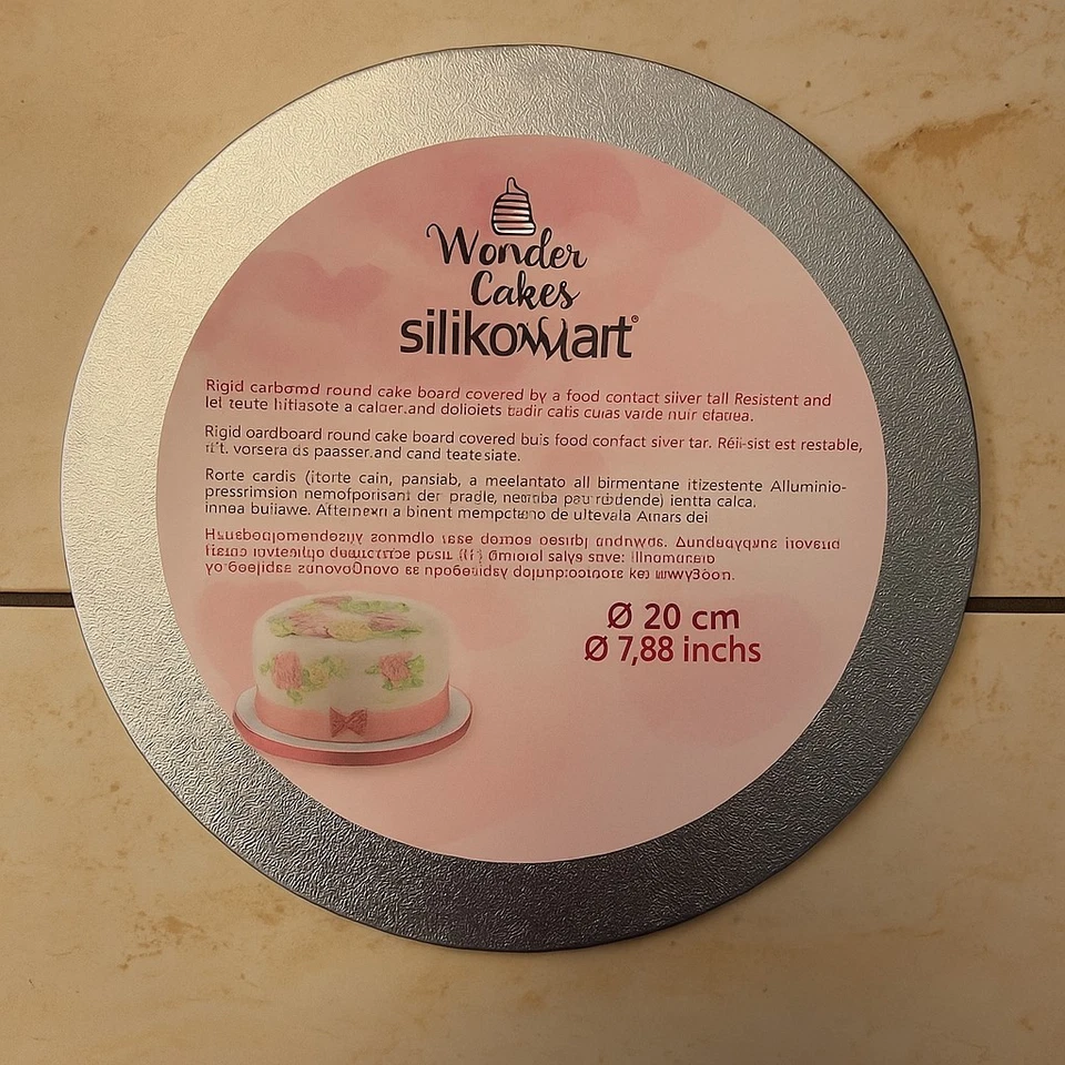 3 x base torta argentata 20 cm Silikomart sottotorta rigido riutilizzabile - Immagine 4 di 4