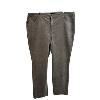 Talbots Corduroy Straight Leg Pant High Waist Full Length Plus Size 22W Gray NEW