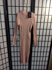 SAY WHAT LADIES LONG RIBBED SWEATER DRESS PEACH SIZE M NWT
