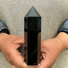 Natural obsidian quartz obelisk crystal wand point healing