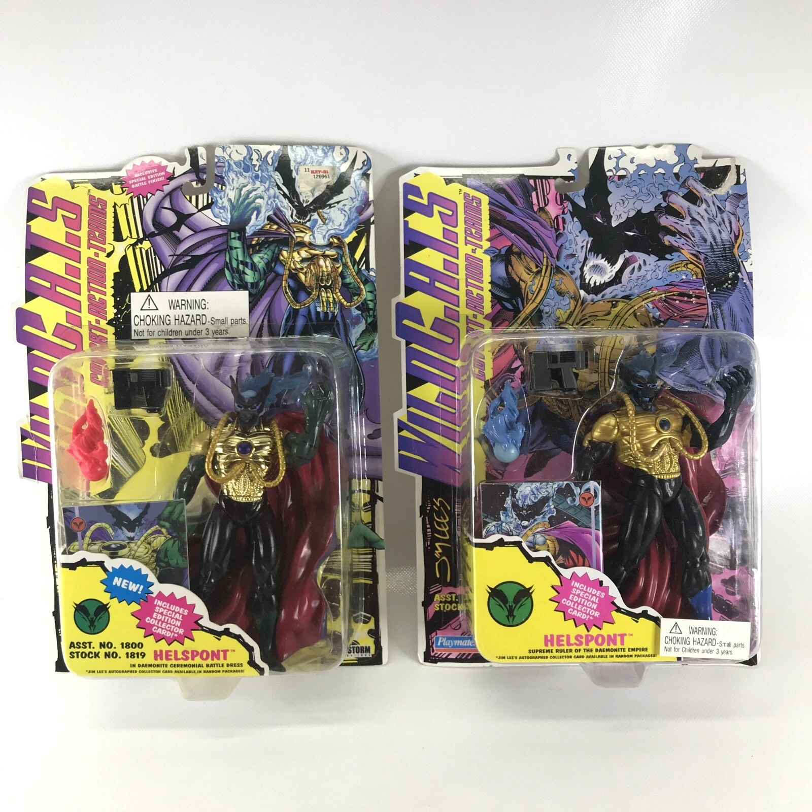 Lot de 2 figurines articulées WildCATS Helspont robes de combat supreme Ruler & Daemonite