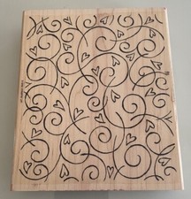 Stampin  Up   SOFT SWIRLS   Swirls  Hearts 1 Jumbo Stamp 2002