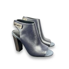 H By Halston Womens 7.5M Natalie Navy Blue Open Toed Ankle Boots 