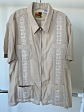 Vintage Haband Guayabera zipper Shirt ocean beach party tiki bar Cuban cigar XXL