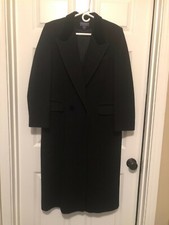 Macy's Charter Club Petites Size 6 Long Black Coat With Velvet Accents