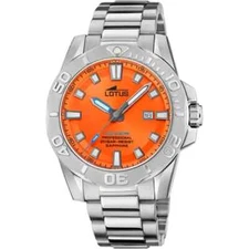 Lotus Diver 189263 Mens Stainless Steel Orange Analog Dial Quartz Wristwatch