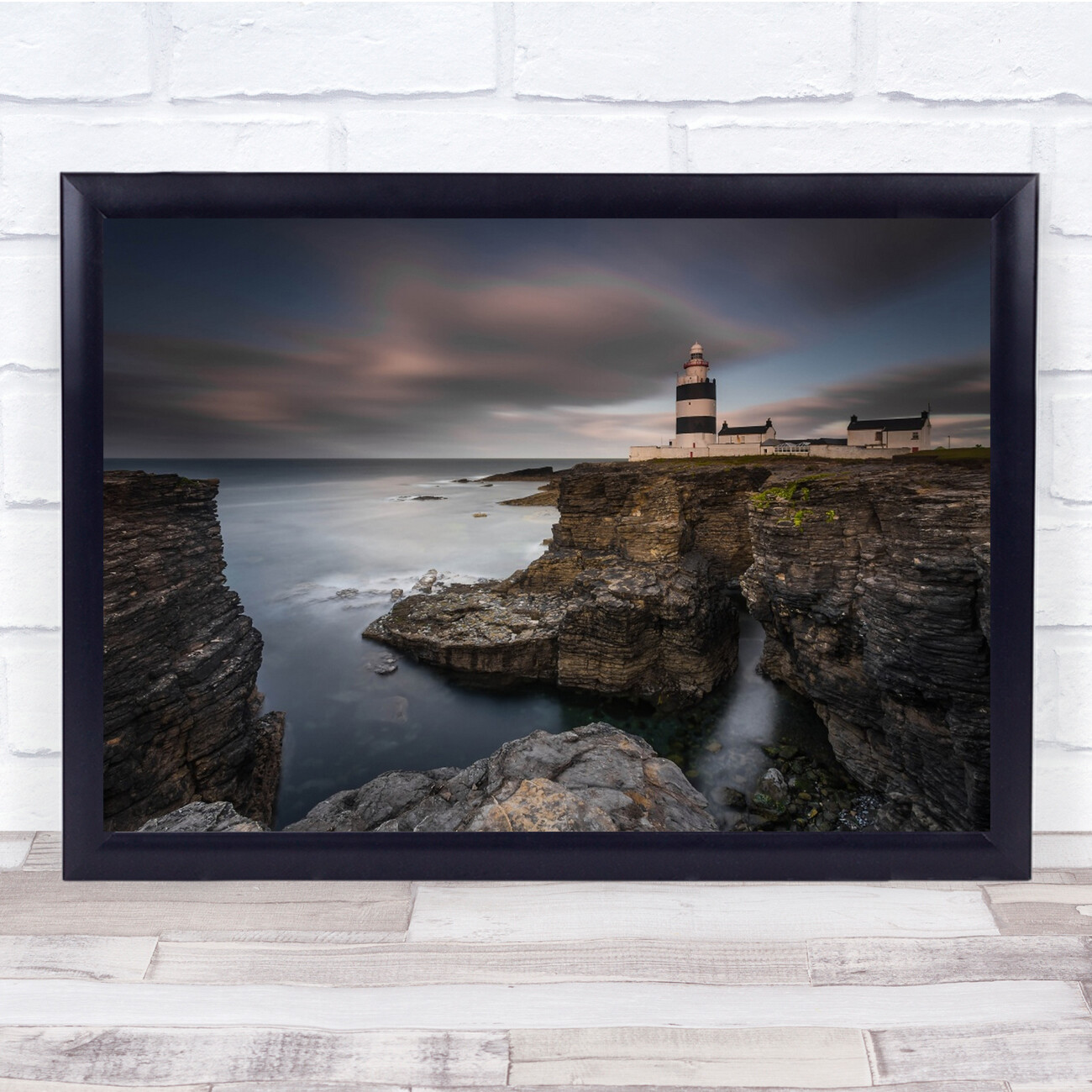 Landscape Seascape Lighthouse Cliff Mountain Tower Water Sea Wall Art Print