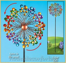 Colorful Metal Double Wind Spinner Stake Outd...