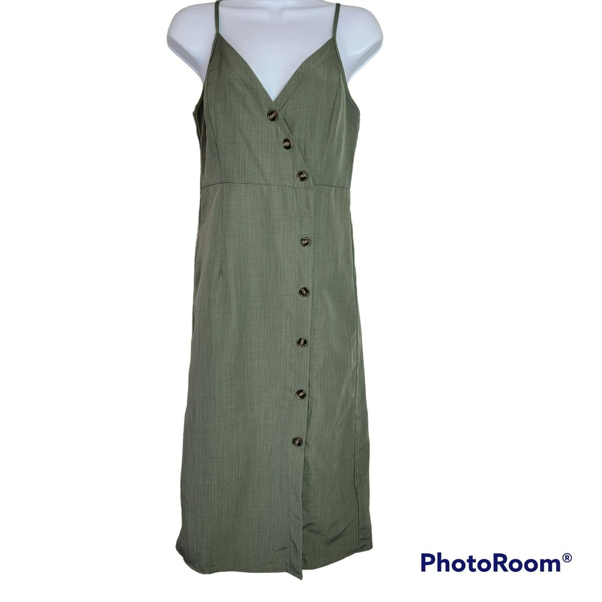 Cupshe Women's S Green Spaghetti Strap Faux Button Down Sun Dress NWT | eBay