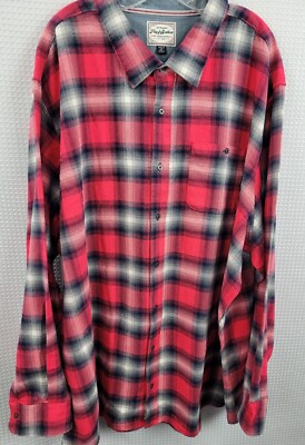 Flag & Anthem Mens Red Plaid Cotton Flannel Button Up Shirt Size 4XLB NWT