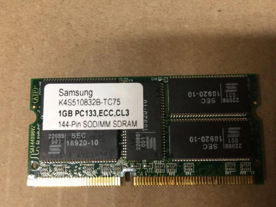 NEW , SAMSUNG  K4S510832B-TC75  1gb SODIMM -144Pin ,  PC133 ,ECC, CL3  (9 Chips) - Image 2 of 4
