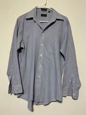 Christian Dior Men's Size 15 1/2-33 Blue Striped Long Sleeve Button Front Shirt