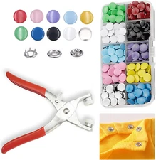 100 Sets Metal Snaps Buttons with Fastener Pliers Press Tool Kit Perfect for DIY