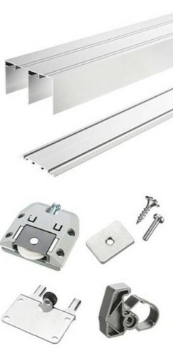 2 DOOR WARDROBE SLIDING DOOR SYSTEM KIT WITH SOFT CLOSE AND 3m TOP & BOTTOM RAIL - Picture 2 of 10