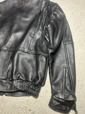Vintage Leather Jacket Size 36 Biker Style Heavyweight Moto Riding