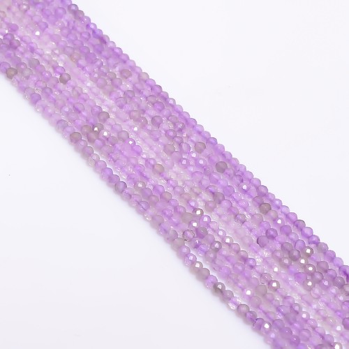 Natural Pink Amethyst Gemstone Round Micro Faceted Beads 2.5mm Strand 12.5" XY89 - Afbeelding 1 van 2